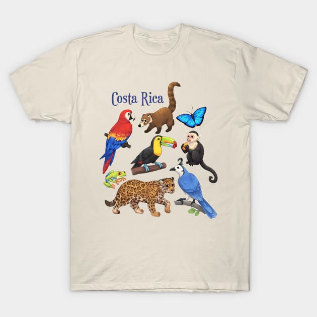 Animals of Costa Rica T-Shirt by Kippy Art